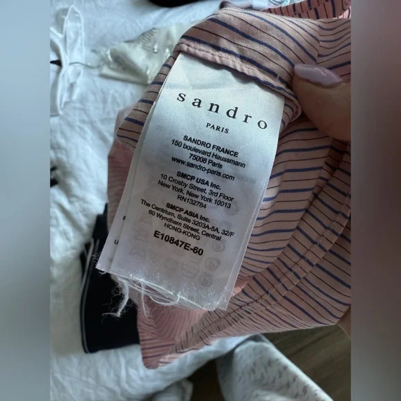 Sandro Paris - Striped Ruffle Neck Blouse with Star Detail - Picture 7 of 7